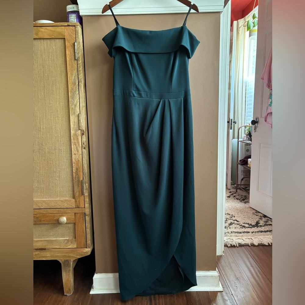 BHLDN Anthropologie Thompson Off-the-Shoulder Green Dress - size 12